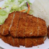 T4 Chicken Katsu · Comes with steamed rice and salad.