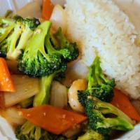 T11 Vegetarian Teriyaki · Vegetarian. 
Comes with steamed rice.
No salad included