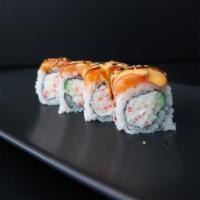 16Th St · crab mix, cucumber topped with salmon. eel sauce, spicy mayo