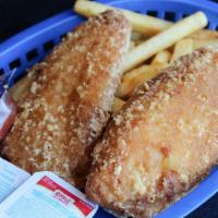 Fish & Chips · Fried cod with fries, served with tarter.
(great for adults)