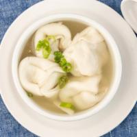 Wonton Soup · A simple, refreshing soup with handcrafted pork wontons.