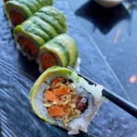 Yummy Roll · Sweet potato tempura and avocado on top with eel sauce