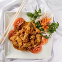 Sesame Chicken Lunch Special · Hot and spicy. Served with fried rice and egg roll.