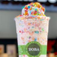 Birthday Cake · Vanilla blended flavor with fruity pebbles and birthday cake ice cream