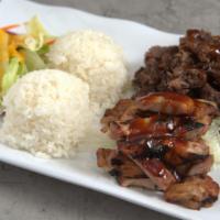 Chicken & Beef Teriyaki · Served with steamed rice & stir-fry vege.