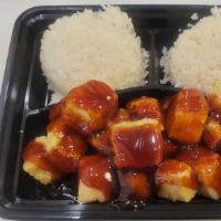 Tofu Teriyaki · Served with steamed rice.