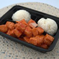 Sweet & Sour Tofu · Served with steamed rice.