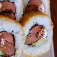 Sushi Dog Roll · Sausage, bacon, cream cheese and avocado.