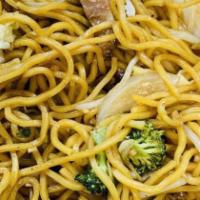 Chicken Yakisoba · Chicken sautéed with broccoli, cabbage, onions, bean sprouts, and noodles in a savory sauce ...