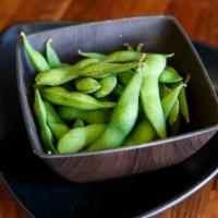 Edamame Plate · Lightly salted boiled soy beans. Vegetarian. Gluten free.