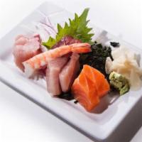 Sashimi Set (Lunch) · Tuna, salmon, yellowtail, albacore, and shrimp.