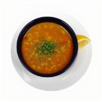Barley Soup · Blend of barley, tomatoes, carrots, and the house spices topped with fresh parsley.