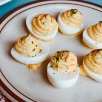 Deviled Eggs** · 6 Classic Deviled Eggs with Chives and Paprika