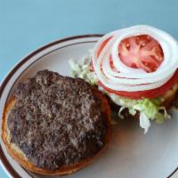 Steuben'S Burger** · Beef patty cooked to medium served on Brioche bun, onion, lettuce, tomato, mayo, mustard