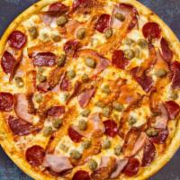 Meat Your Only Lover Pizza · Pepperoni, sausage, meatballs, bacon, ham, and garlic baked on a hand-tossed dough.