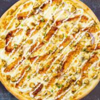 Cluckin' Bacon Ranch Pizza · Ranch base, grilled chicken, and bacon baked on a hand-tossed dough.