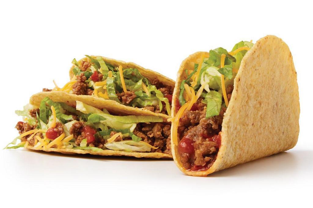 Crispy Taco · A fresh Crispy Corn Shell, filled with our signature Seasoned Ground Beef, Mild Sauce, Lettuce and Cheddar Cheese.. See you on Taco Tuesday®..