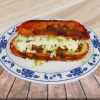 Pambazo · Chorizo, potato, lettuce, and cheese.