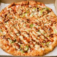 Bbq Chicken · Mushrooms, green peppers, chicken pieces, barbeque sauce.