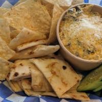 Spinach Artichoke Dip · Homemade spinach artichoke dip served with chips & bread for MMMunching !          #Vegetari...