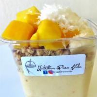 Tropical Mango Bowl · Peach-mango protein, pineapple meal, organic mango, non-gmo pumpkin with flax granola, cocon...