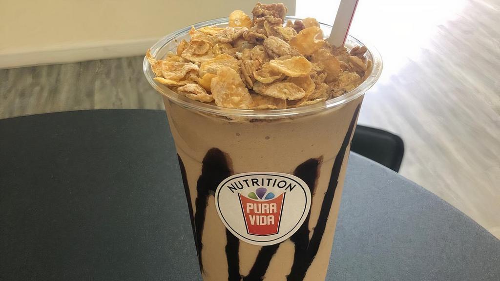 Chocolate Mocha · Chocolate Meal, Coffee Latte Meal, Vanilla Protein. Chocolate chip & chocolate sprinkles topping. 24 gr of Protein, 200 Calories. 20 oz
