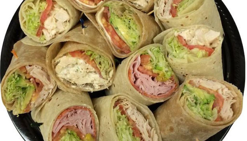 Wrap Tray · Assorted Wraps Tray, Includes Club, Italian, Sparky, Veggie, Chicken Caesar, and Buffalo Chicken Wraps2 servings