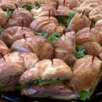 Croissant Tray · *24 hour advance notice. Buttery croissants with 3 types of sandwiches: Turkey & Provolone, ...