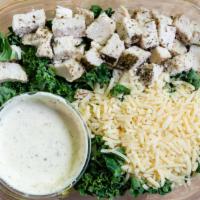 Kale Caesar · Grilled chicken, parmesan, Crisp Greens blend, + creamy caesar