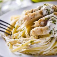 Linguine Chicken Alfredo · Linguine pasta, grilled Italian herb chicken breast, Chef's special house made Alfredo sauce...