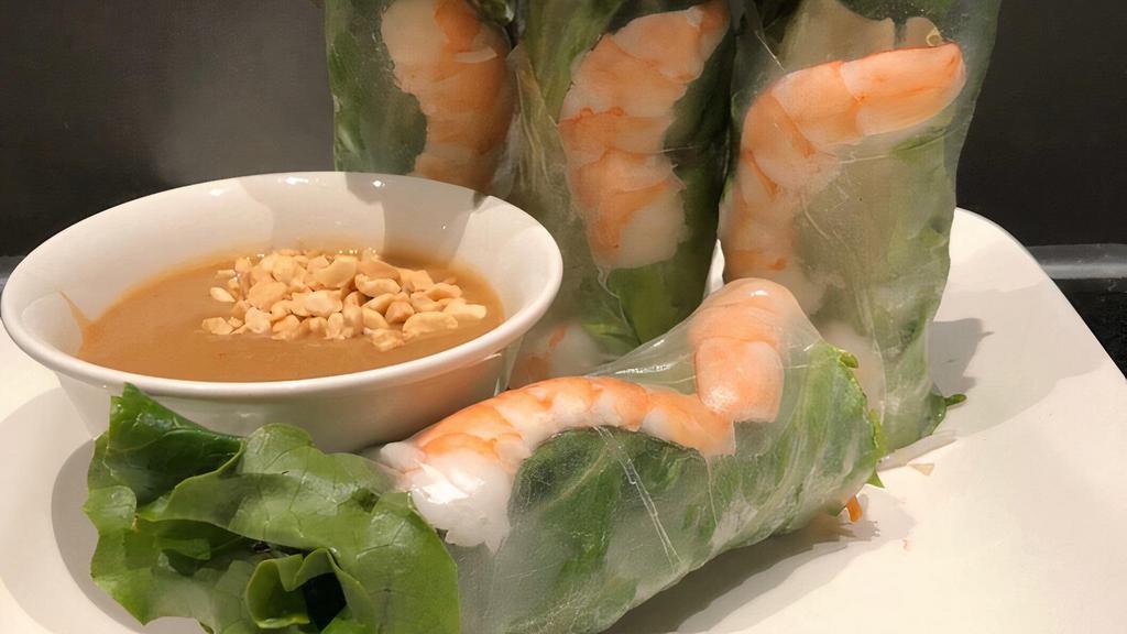 Fresh Salad Rolls · Vermicelli noodles, carrots, bean sprouts, lettuce and basil wrapped in rice paper, served with homemade peanut sauce choose from: Shrimp, chicken or tofu.