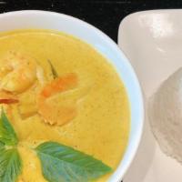 Yellow Curry · Eggplants, carrots, white onions, sweet potatoes, mildly spicy, served with rice. ***Gluten-...