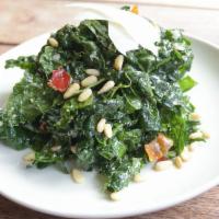 Marinated Lacinato Kale · Marinated lacinato kale, parmesan, calabrian chilies, and pine nuts.

*cannot be made dairy ...
