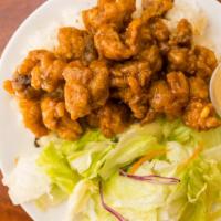 Orange Chicken · No substitution served with white rice and salad