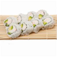 California Roll · Imitation crab meat, avocado, and cucumber.
