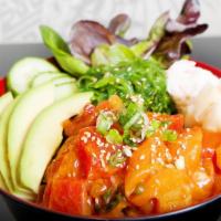 Sk Kick Poke Bowl · Spicy Sauce, Tuna, Salmon, Crabmeat, Seaweed Salad and Vegetables over Spring Mix, House Dre...