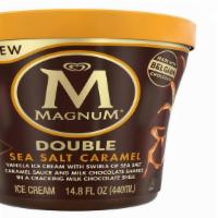 Magnum Double Sea Salt Caramel · Made with Belgian Chocolate Ice Cream