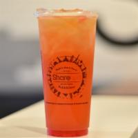 Strawberry Tea · Your choice of tea shaken with our strawberry fruit puree. Does not come with any toppings a...