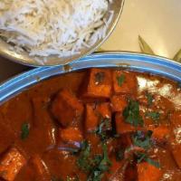 Goat Tikka Masala · Goat cooked with traditional north indian sauce made from fresh roma tomatoes simmered on sl...