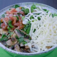 Bowls · A bed of rice and whole cooked pinto beans, choice of protein, romaine lettuce, Mexican chee...