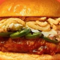 Bbq Sandwich · Our signature fried chicken served on a toasted bun and topped with crispy onions, pickled j...