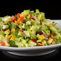Side Chopped Salad · Romaine Lettuce, Tomato, Red Onion, Apples, Red Pepper, Poblano Pepper, Pumpkin Seed, Tortil...