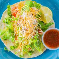 Spicy Chicken Taco · With lettuce, cheese, pico, med salsa on the side. For gluten free, request corn tortillas. ...