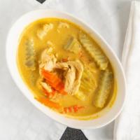 Yellow Curry · Spicy. Yellow curry paste in coconut milk with carrot and potatoes.