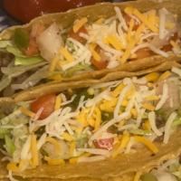 Tacos (Ground Beef) · 3 Ground Beef Tacos (Hard Shells) with Lettuce, Tomatoes, Cheese