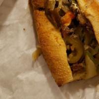 Philly Cheese Steak · Most popular. Philly style steak or chicken, mayo, American Swiss cheese, onions, green pepp...