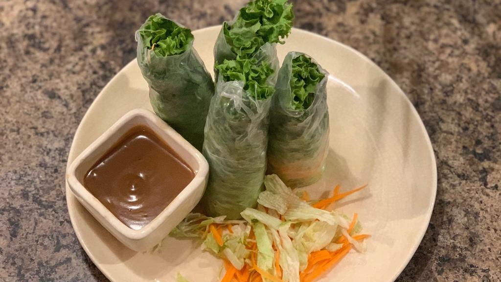 Fresh Spring Rolls · Fried tofu, spinach, bean sprouts, cucumber, carrot, cilantro and sen mee noodle wrapped in rice paper and served With hoisin sauce.