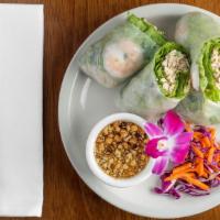 Fresh Spring Rolls (Gf) · Lettuce, basil, & cilantro wrapped with chicken and shrimp or tofu in thin rice paper. Serve...