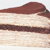 Slice  Tiramisu Mille Crepes (1 Slice) · Made from layers upon layers of lacy, handmade crêpes and a luxurious crème pâte à bombe, th...