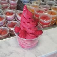 Pomegrante Raspberry Sorbet (Dairy Free) · MAJOR  ALLERGENS CONTAINS: NONE
Naturally Flavored. 
Dairy Free, Vegan, Gluten Free, Egg Fre...